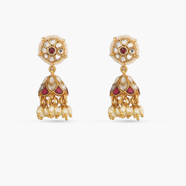 22kt Gold Diamond Polki GF Ruby Navratna Earrings - Diamond Polki jewellery  store online